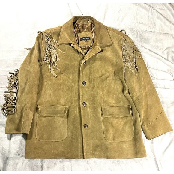 J. Peterman Other - J. Peterman Frontiersman Brown Suede Men’s XXL Fringe Leather Western Jacket VTG
